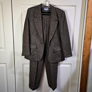 Pendleton Suit Womens Petite Vtg Wool Dark Academia Old Money Minimalist Brown